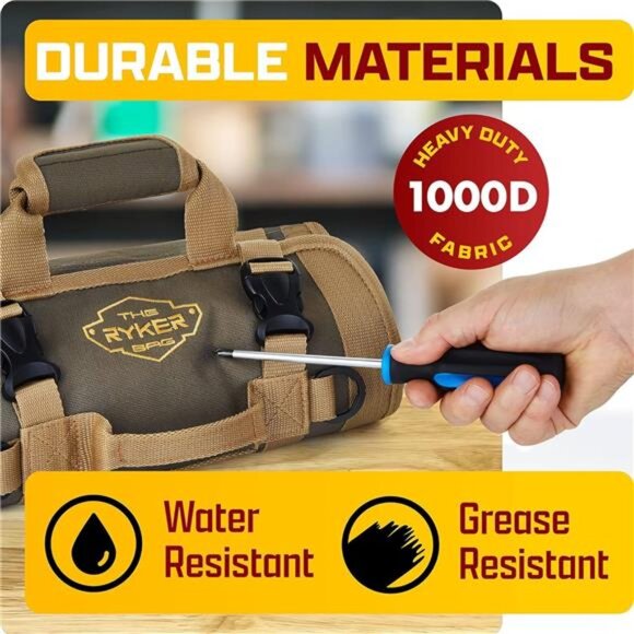 Tool Organizer Bag Tool Roll Up Bag w/Detachable Pockets Mechanic Tool Bag - Picture 5 of 7